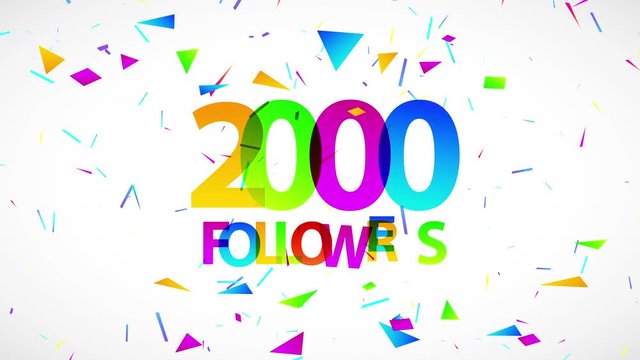 2000 followers gala mark for people sharing info with friends forming numeric teamwork joined youth on global scale