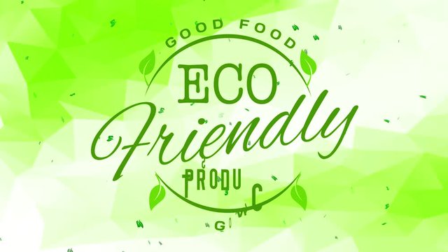 artistic healthy nourishment sign from large life eco friendly products organization with green writing over abstract geometrical scene