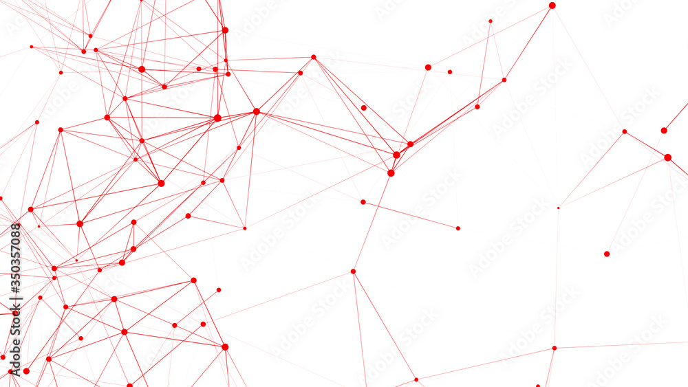 Poster Polygonal white background with connecting dots and lines. Network connection structure. Plexus effect. 3d rendering.