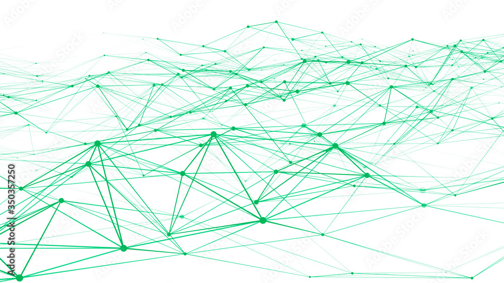 Leinwandbilder Polygonal white background with connecting dots and lines. Network connection structure. Plexus effect. 3d rendering.