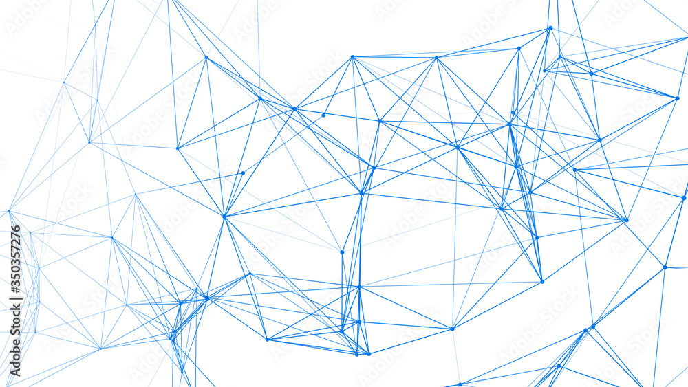 Poster Polygonal white background with connecting dots and lines. Network connection structure. Plexus effect. 3d rendering.
