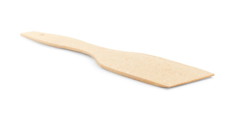 Wooden spatula isolated on white. Cooking utensil