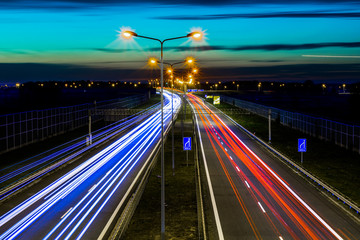 Fototapeta na wymiar lights of cars with night
