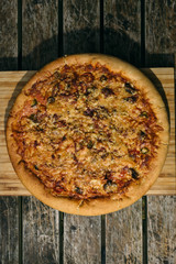 Close up of homemade baked pizza