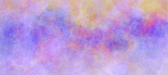 watercolor background texture, abstract purple yellow and blue pastel cloudy mottled sunset design, website or wall backdrop