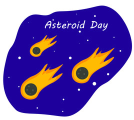 vector asteroid illustration for asteroid day 30 June. bright space meteorite vector illustration