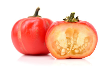 Pumpkin on a Stick, an ornamental eggplant on white background