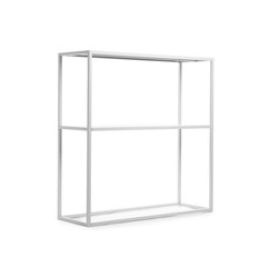 Empty modern shelving unit isolated on white