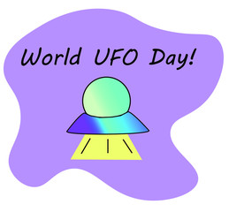 world ufo day banner or symbol, extraterrestrial beings . vector ufo illustration. flying saucer
