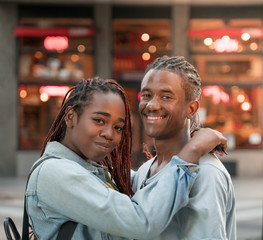 A loving couple in the city