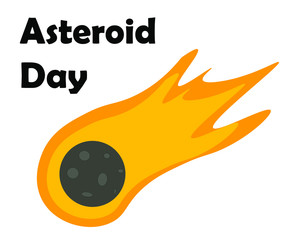 vector asteroid illustration for asteroid day 30 June. bright space meteorite vector illustration