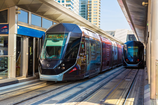 New modern tram in Dubai
