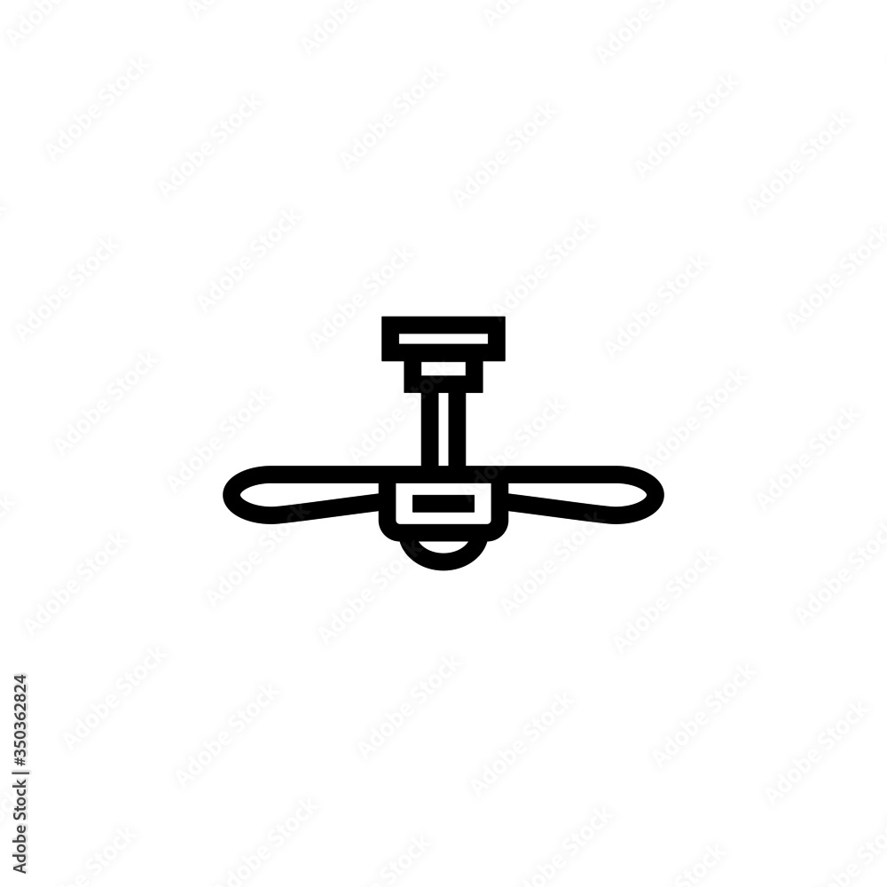 Poster ceiling fan vector icon in outline, linear style isolated on white background