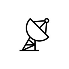 Satellite dish vector icon in outline, linear style isolated on white background