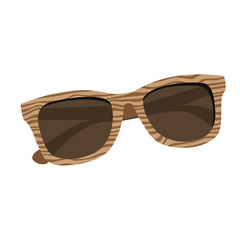 illustration of sunglasses in a wooden frame