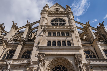 Architectural fragments of Paris Saint-Eustache church (Eglise Saint Eustache, 1532 - 1637)....
