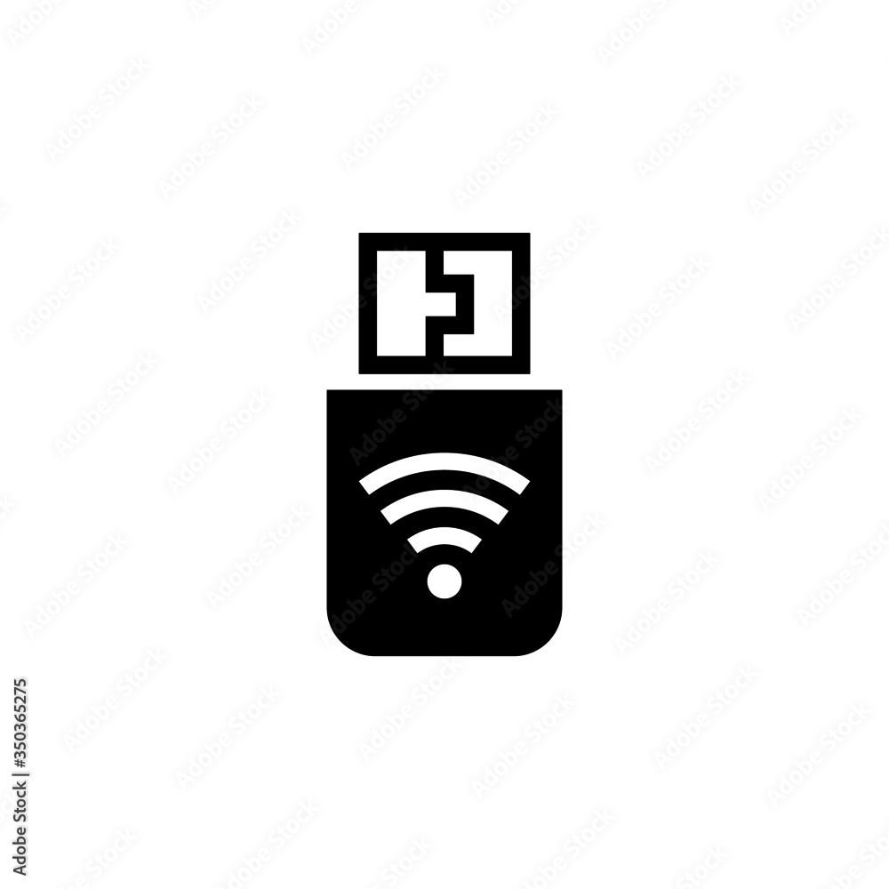 Poster usb wireless adapter vector icon in black flat shape design isolated on white background