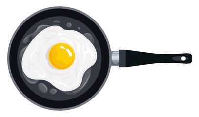 Pan with Omelette . Scrambled eggs. Cooking lunch, dinner, breakfast. Pan with fried egg. Cooking foods. Metallic utensil for frying. Natural product. Fast food. Tasty healthy food. Street food