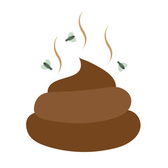Flat Icon excrement. Feces images. Poop. Modern vector illustration for web and mobile. Fly around excrement. Vector graphics to design.