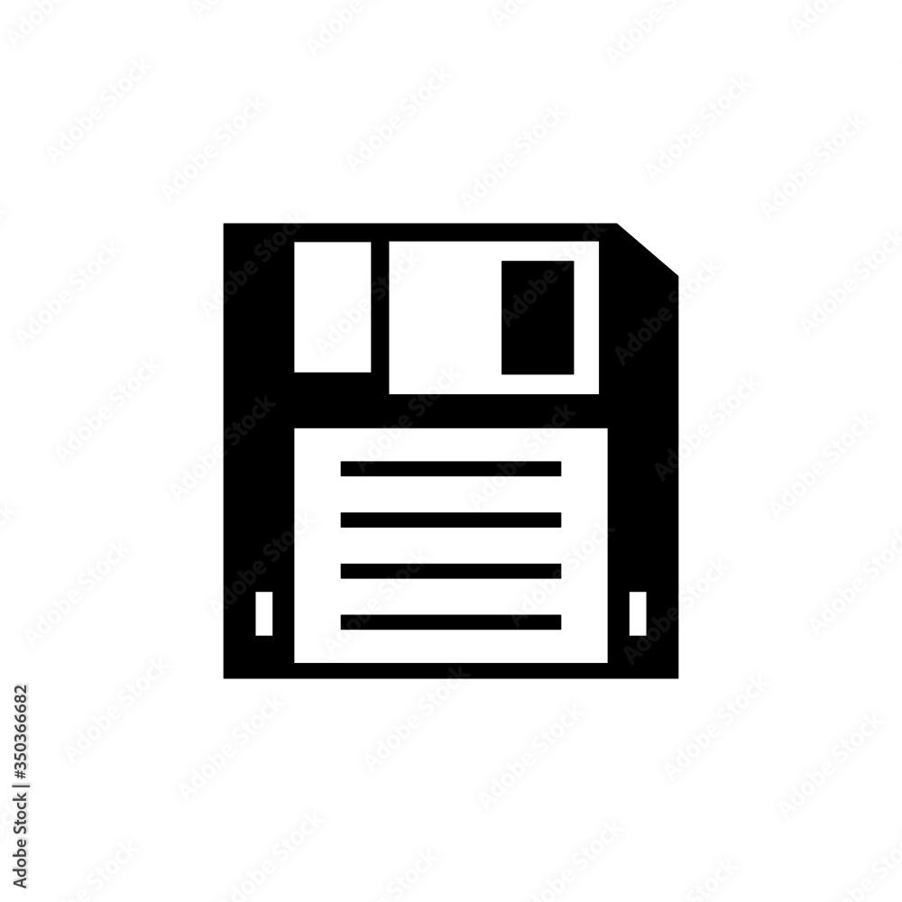 Poster floppy disk vector icon in black solid style isolated on white background