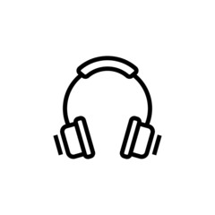 Headphones vector icon in outline, linear style isolated on white background