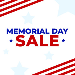 Memorial Day Celebration Holiday Sale Patriotic Vector Banner Graphic Illustration Web Template, Square
