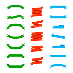 Set of banner ribbon elements on a white background. Vector illustration