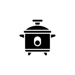 Pressure cooker vector icon in black solid flat isolated on white background