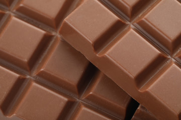 Delicious milk chocolate as background, closeup view
