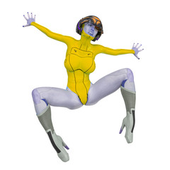 super cyborg girl spider attack