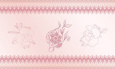 Vector postcard, cover with a picture of mehendi. Background of a handmade souvenir product. Oriental style. Floral pattern, ornate. Vintage. An element of decoration