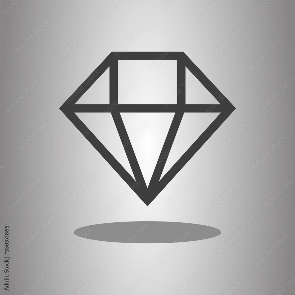 Poster diamond simple icon vector with shadow. flat desing