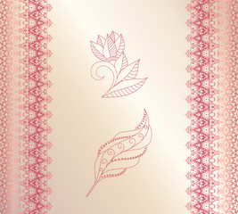 Vector postcard, cover with a picture of mehendi. Background of a handmade souvenir product. Oriental style. Floral pattern, ornate. Vintage. An element of decoration