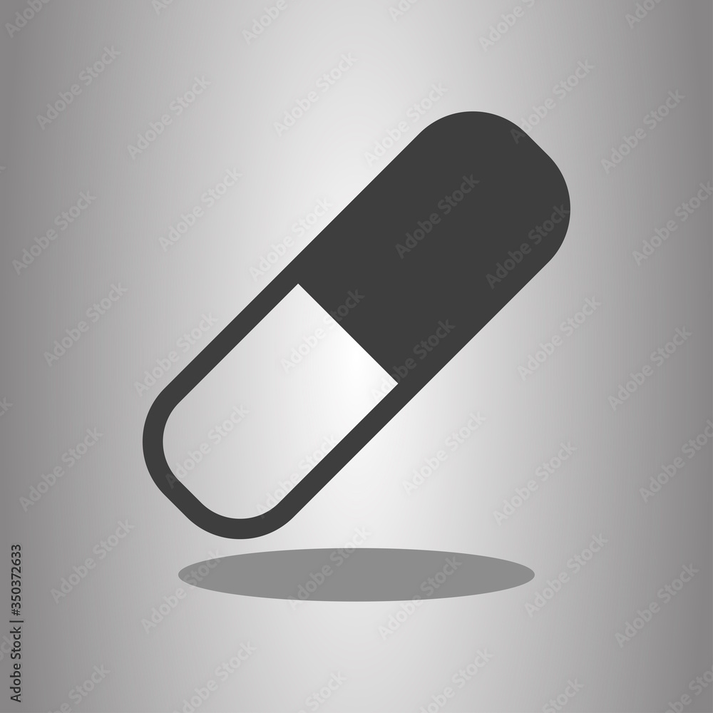 Poster pill simple icon vector with shadow. flat desing