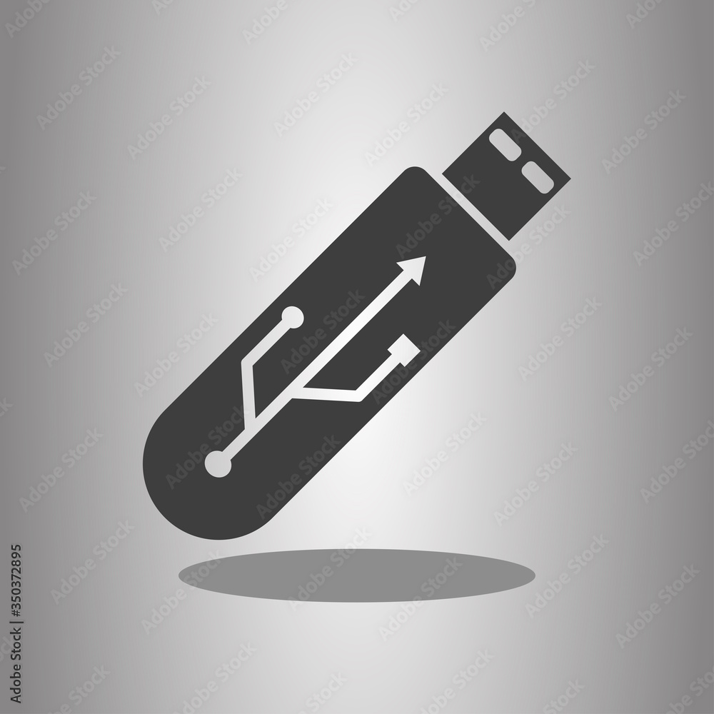 Poster usb flash drive simple icon vector with shadow. flat desing