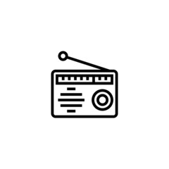 Radio vector icon in linear, outline icon isolated on white background