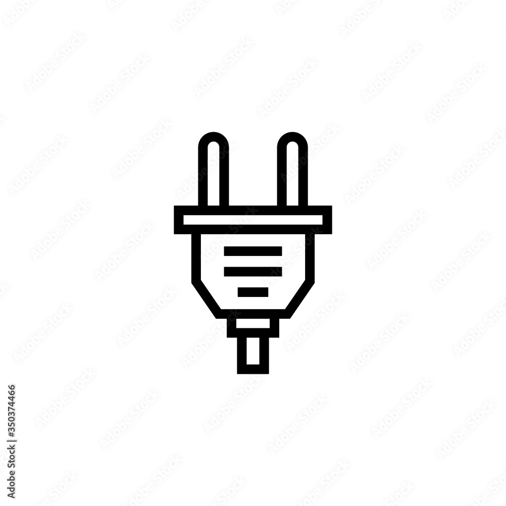 Poster plug vector icon in linear, outline icon isolated on white background