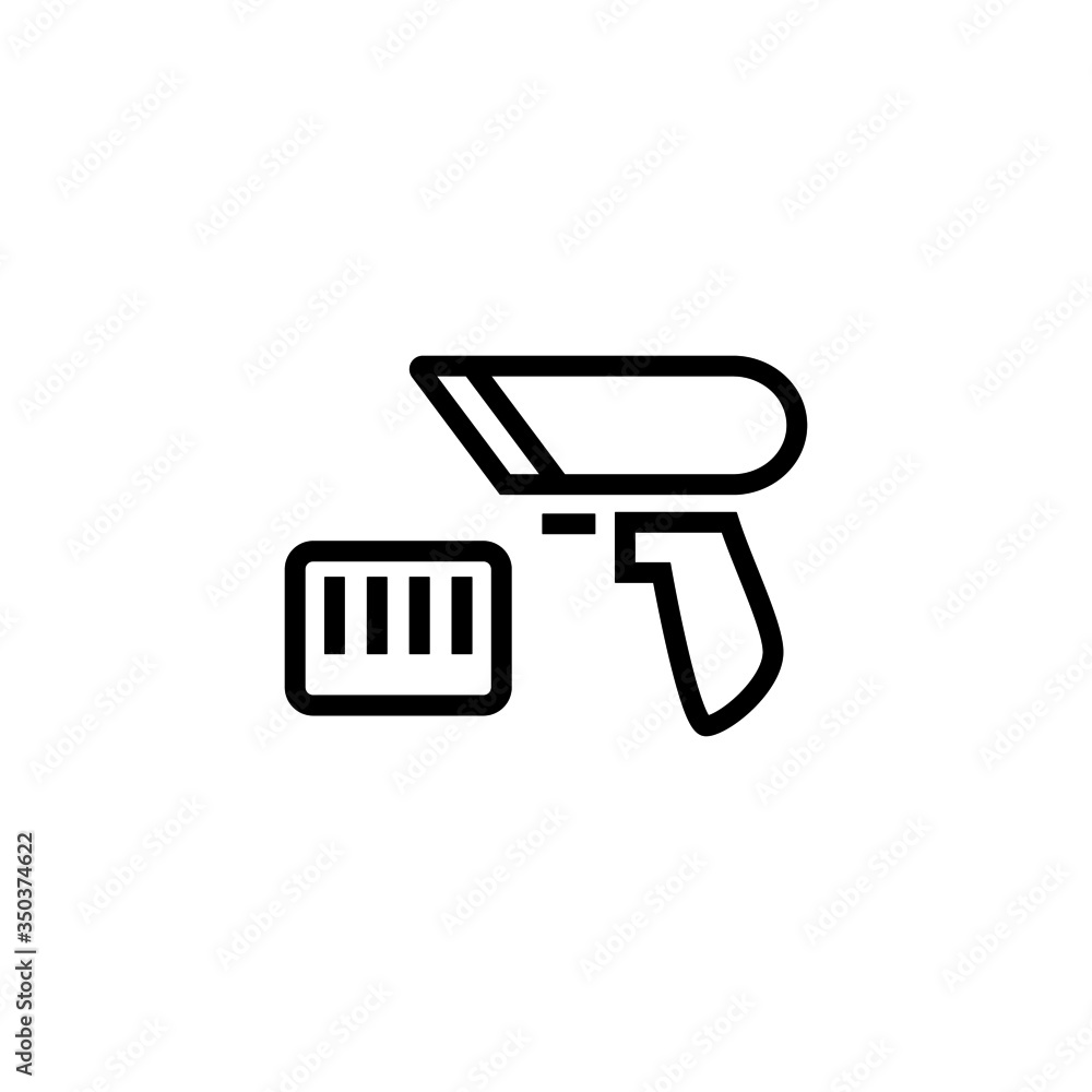 Poster barcode scanner vector icon in linear, outline icon isolated on white background