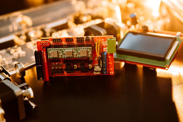 Parts for assembly cnc machine. Display and arduino board for controlling the machine..
