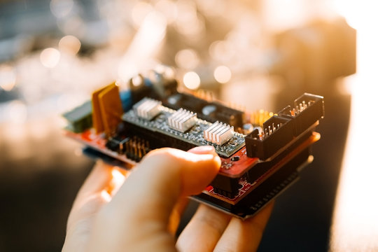 Parts for assembly cnc machine. arduino board for controlling the machine.