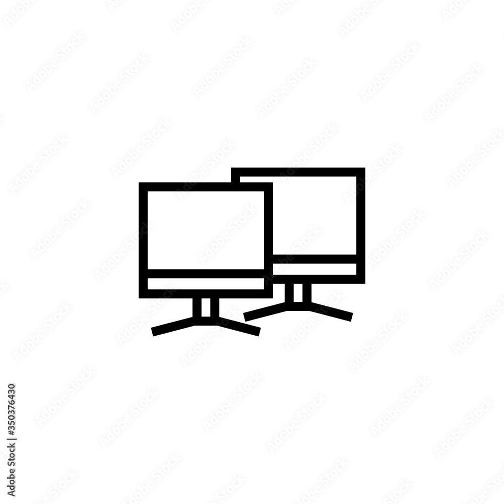Poster computers vector icon in linear, outline icon isolated on white background