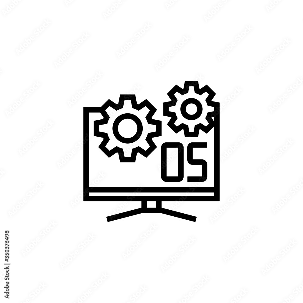 Poster operating system vector icon in linear, outline icon isolated on white background