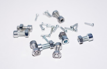 bolts and screws on a white background