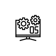 Operating system vector icon in linear, outline icon isolated on white background