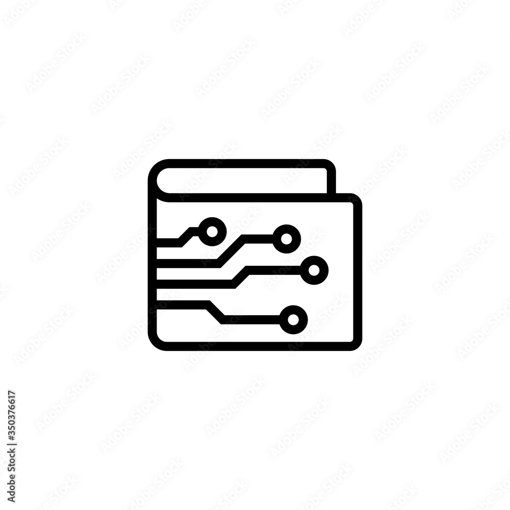 Poster Digital wallet vector icon in linear, outline icon isolated on white background