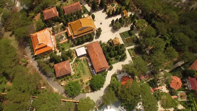 Aerial view of Truc Lam Temple in Dalat, Lam Dong, Vietnam.A Zen Buddhist temple