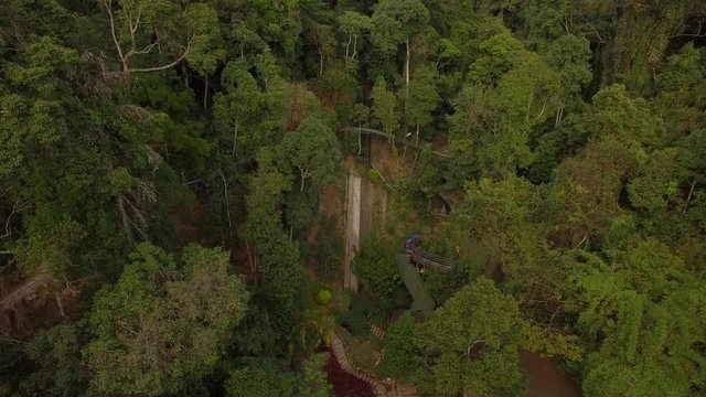 Aerial view of Datanla waterfall in Dalat, Lam Dong, Vietnam
