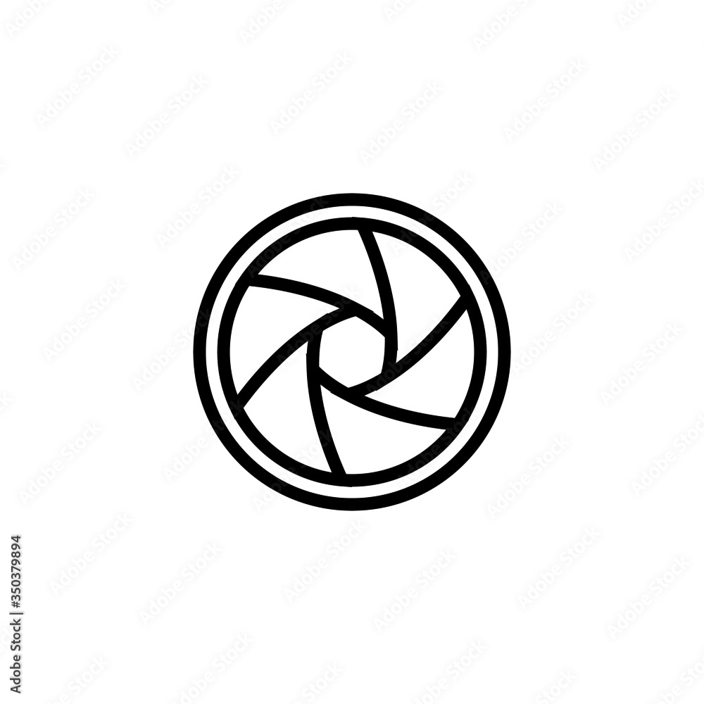 Poster camera shutter icon in linear, outline icon isolated on white background