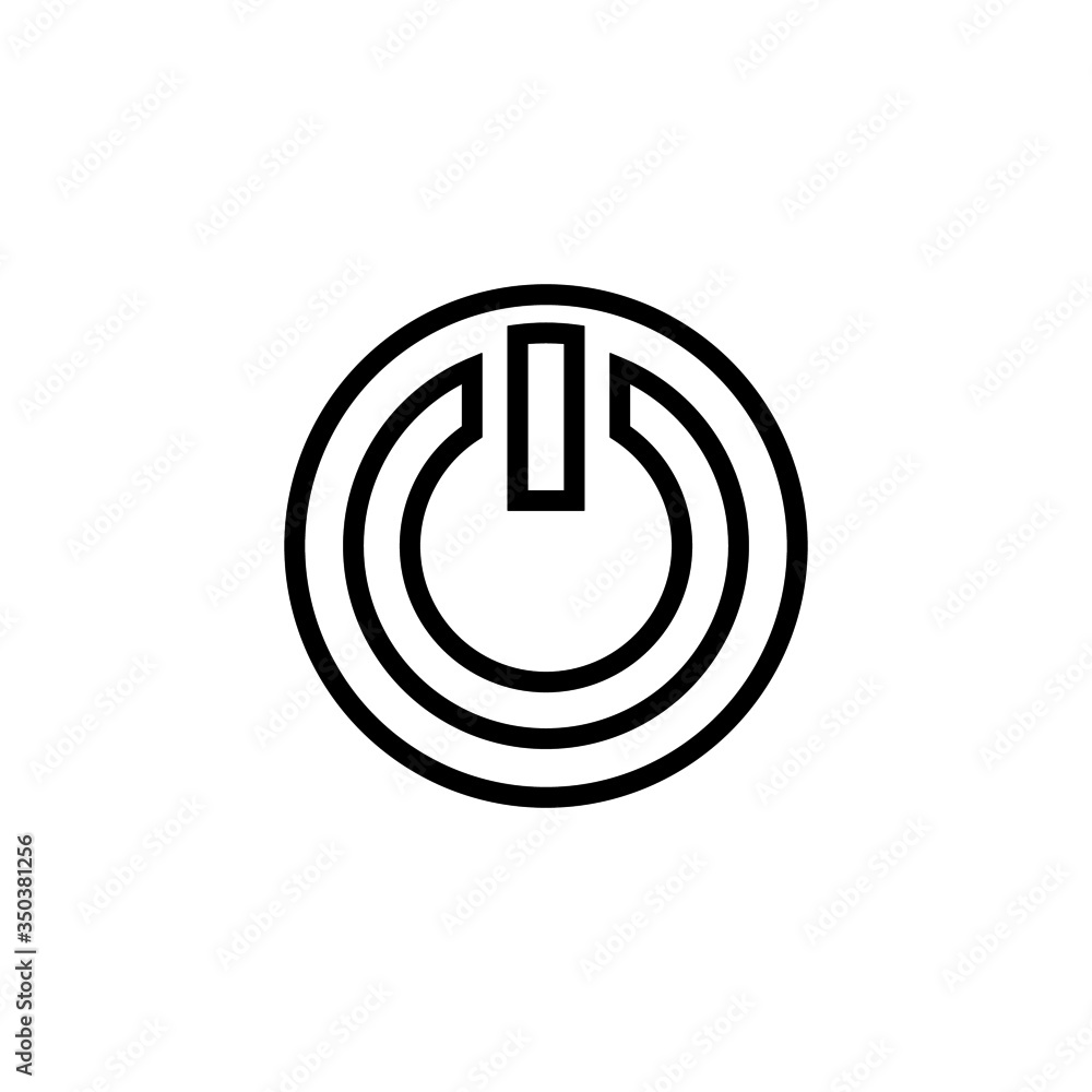 Aufkleber power button icon in linear, outline icon isolated on white background