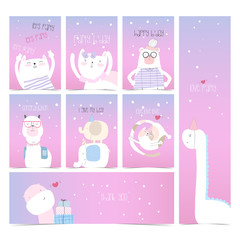 Fototapeta premium Cute set collection invitation card